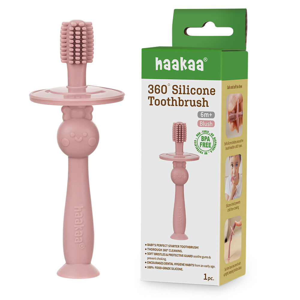 Haakaa 360° Baby Toothbrush (Blush)