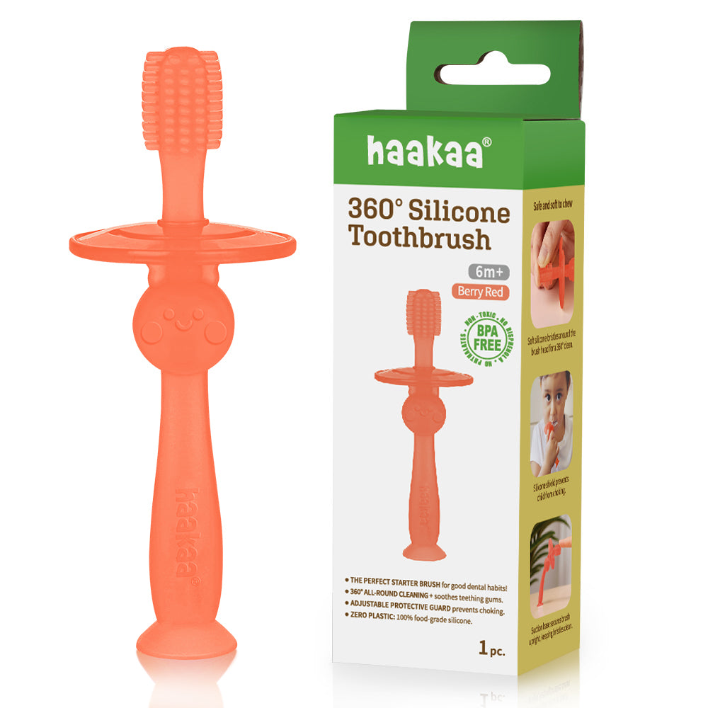 Haakaa 360° Baby Toothbrush (Berry Red)