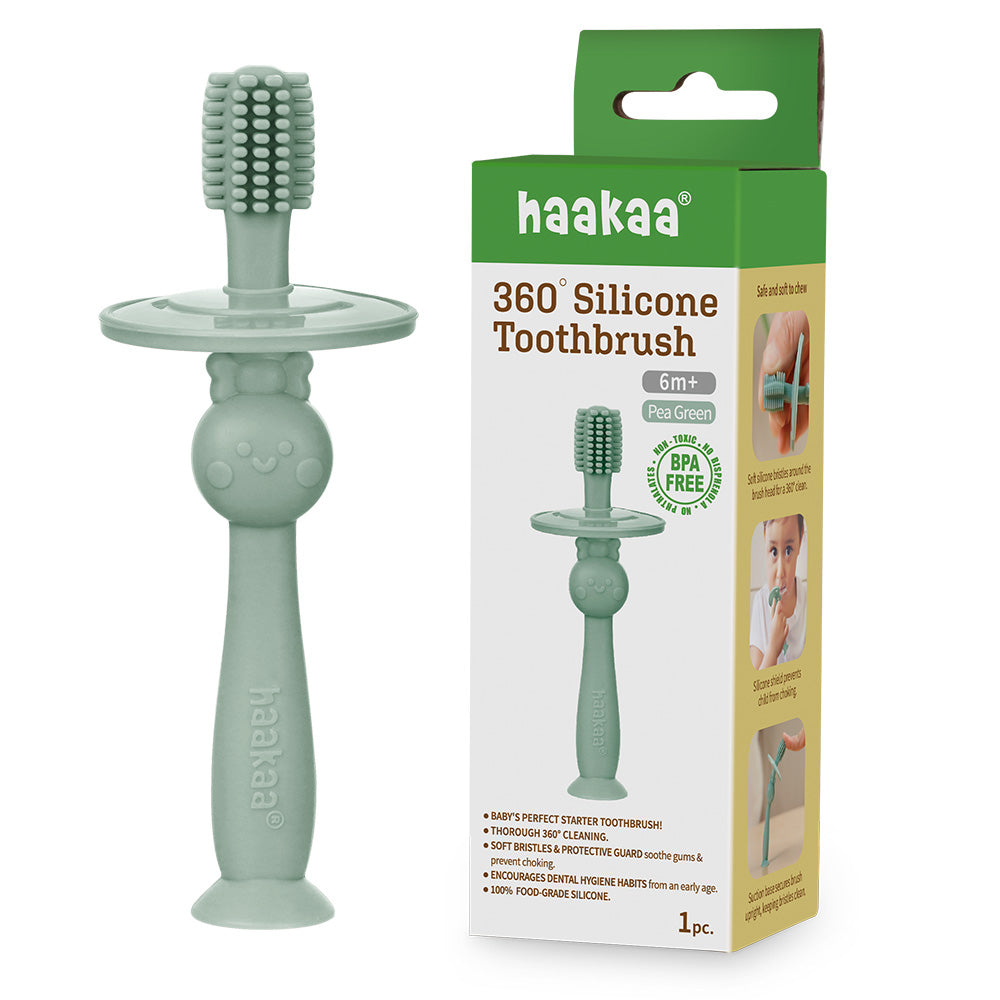 Haakaa 360° Baby Toothbrush (Pea Green)