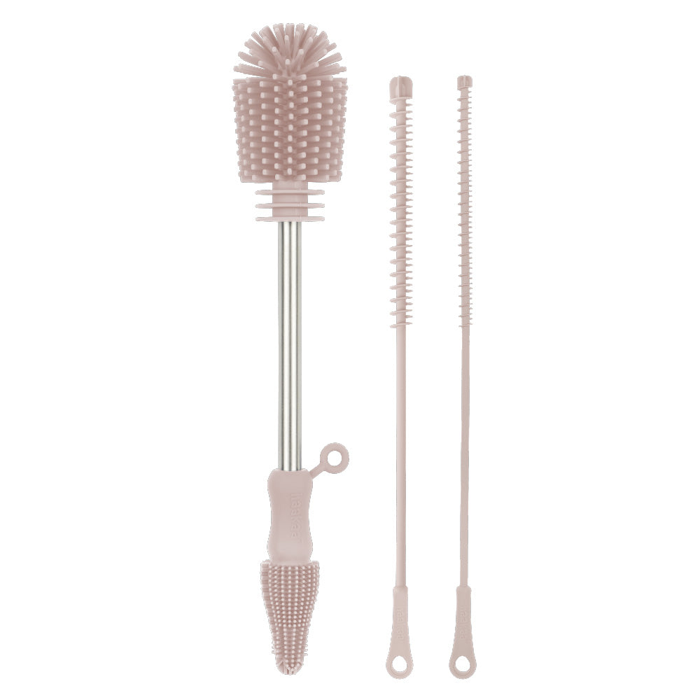 Haakaa Double-Ended Silicone Cleaning Brush Kit (Blush)
