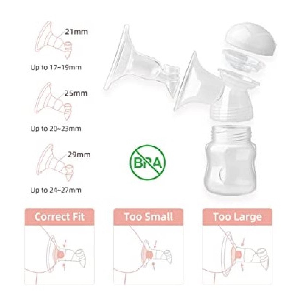 Horigen 3D Breast Pump Kit (2pcs) - 17mm/21mm/25mm/29mm (For Double Pump)