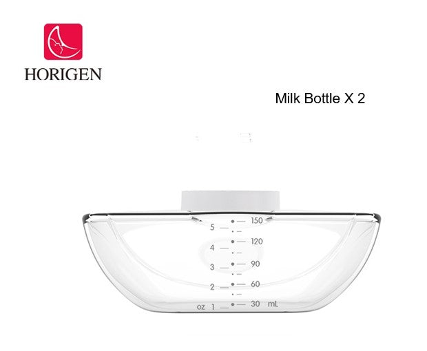 Horigen Breast Pump Accessories - 150ml Milk Bottle*2pcs + Lid*2pcs (For Wearable Pump)