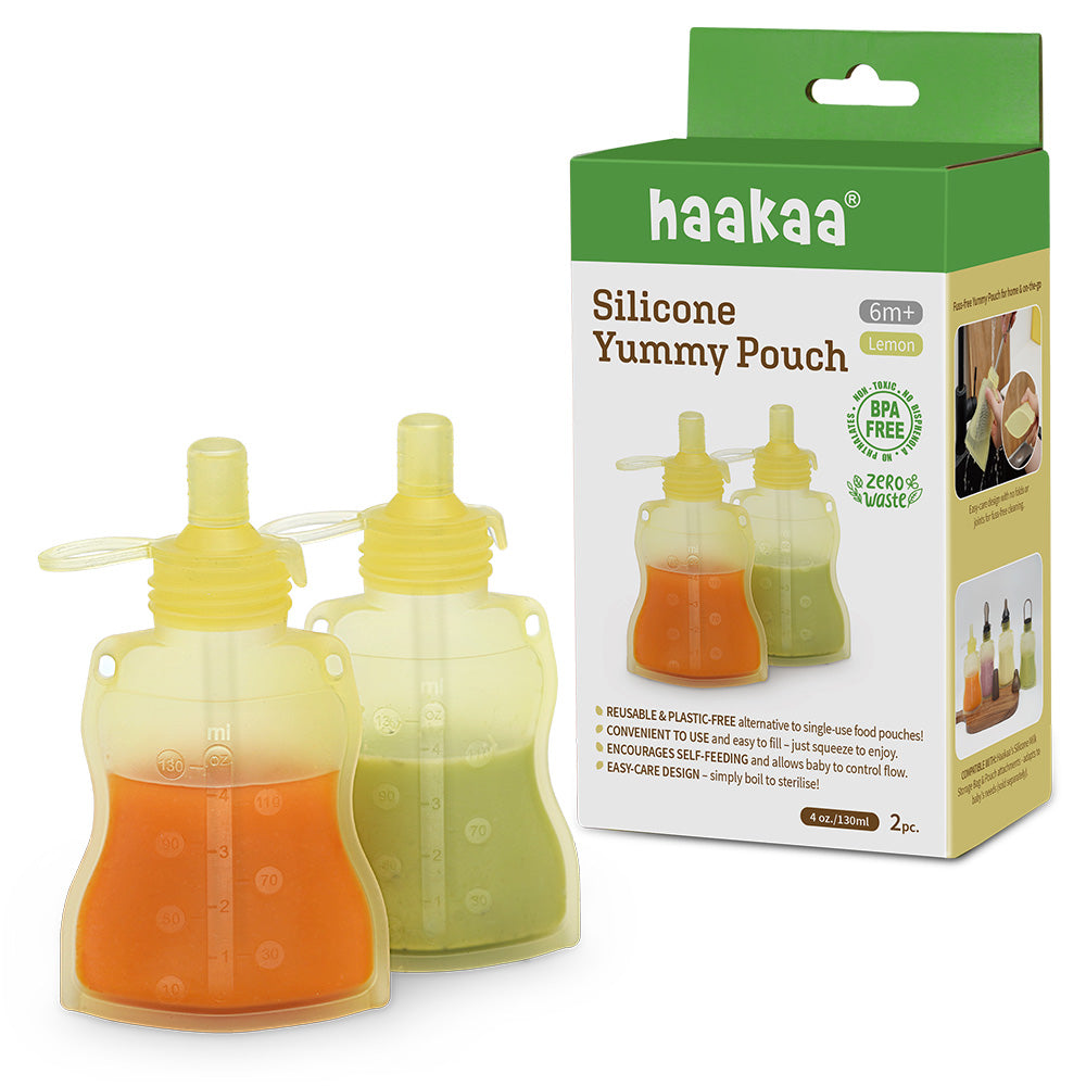 Haakaa Silicone Yummy Pouch (130ml) / Haakaa Fortune Cat Silicone Goody Pouch (170ml) - Lemon