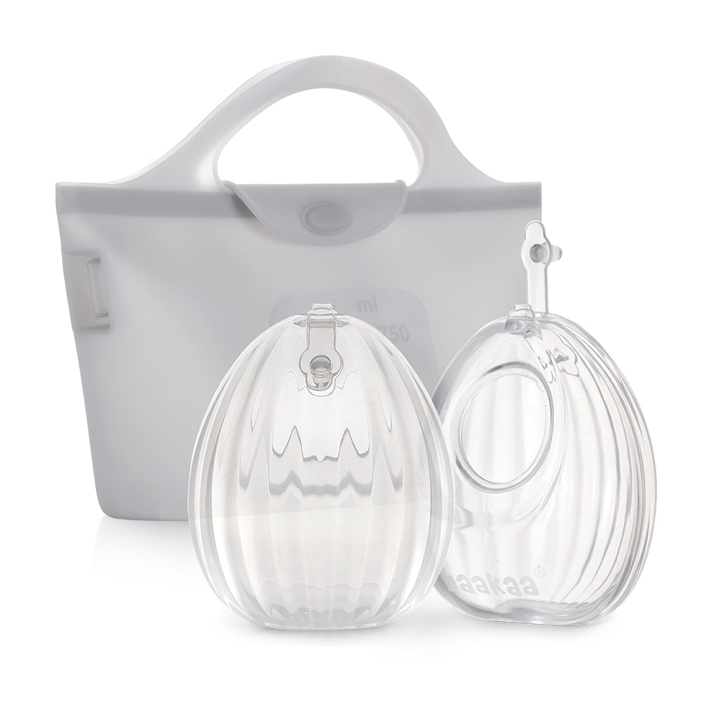 Haakaa Shell Wearable Silicone Breast Pump and Steriliser Bag Combo