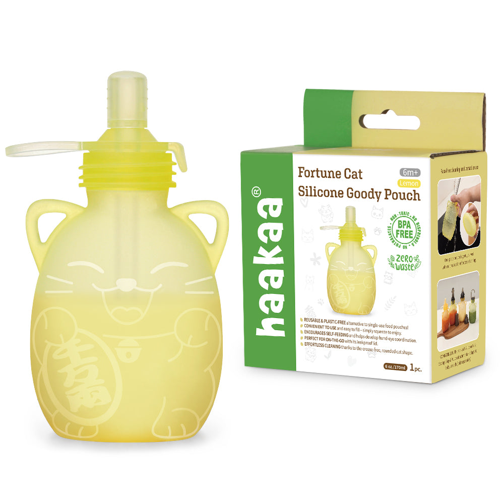 Haakaa Silicone Yummy Pouch (130ml) / Haakaa Fortune Cat Silicone Goody Pouch (170ml) - Lemon