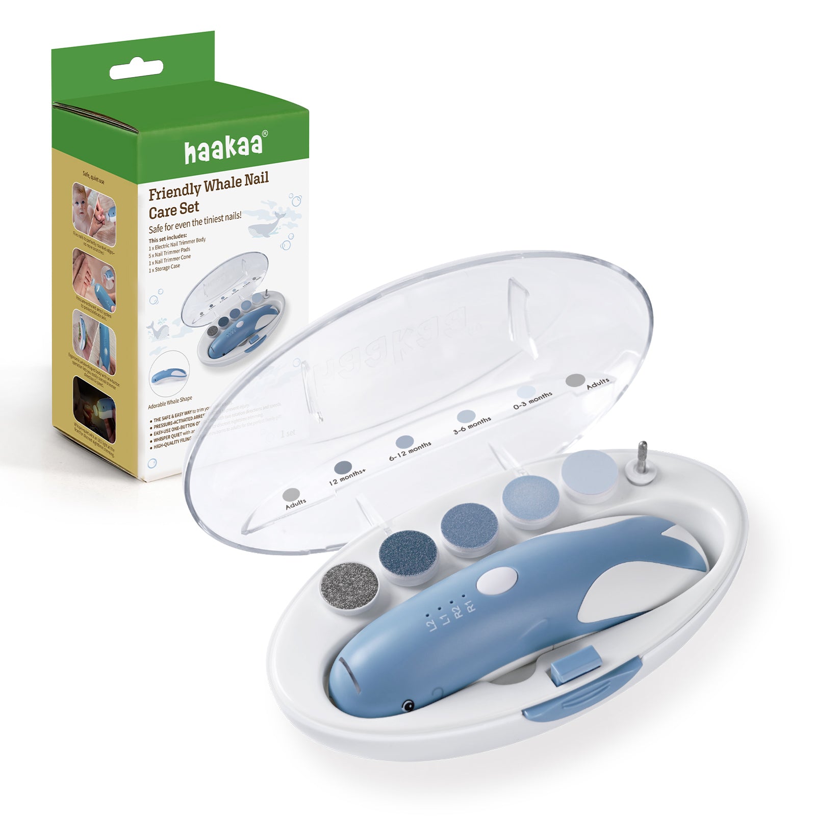 Haakaa Electric Nail Trimmer ⁄ Care Set/Friendly Whale Nail Care Set