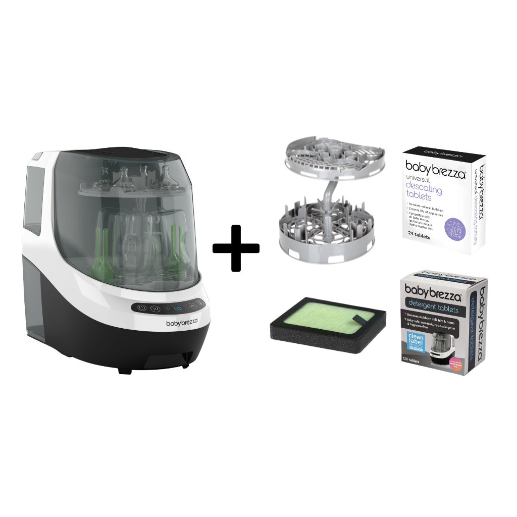 Baby Brezza Bottle Washer Pro (White/Black) - Complete Bundle (A)
