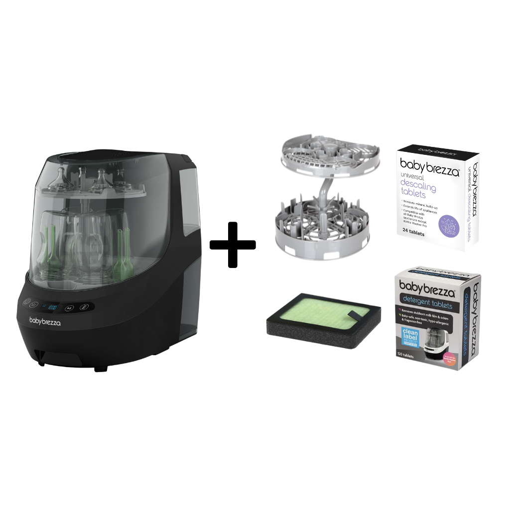 Baby Brezza Bottle Washer Pro (White/Black) - Complete Bundle (A)