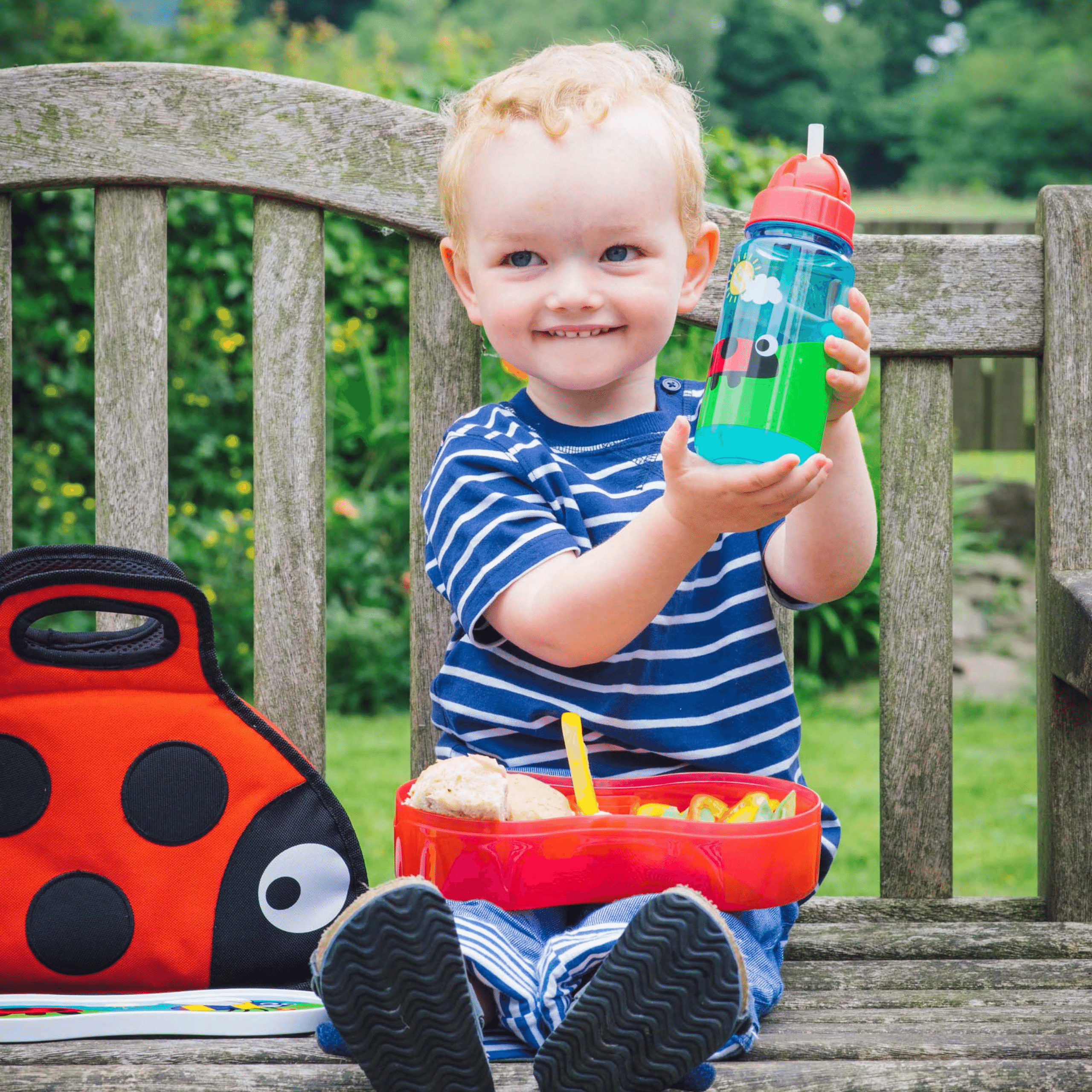 TumTum Flip Top Kids Water Bottle with Straw 400ml