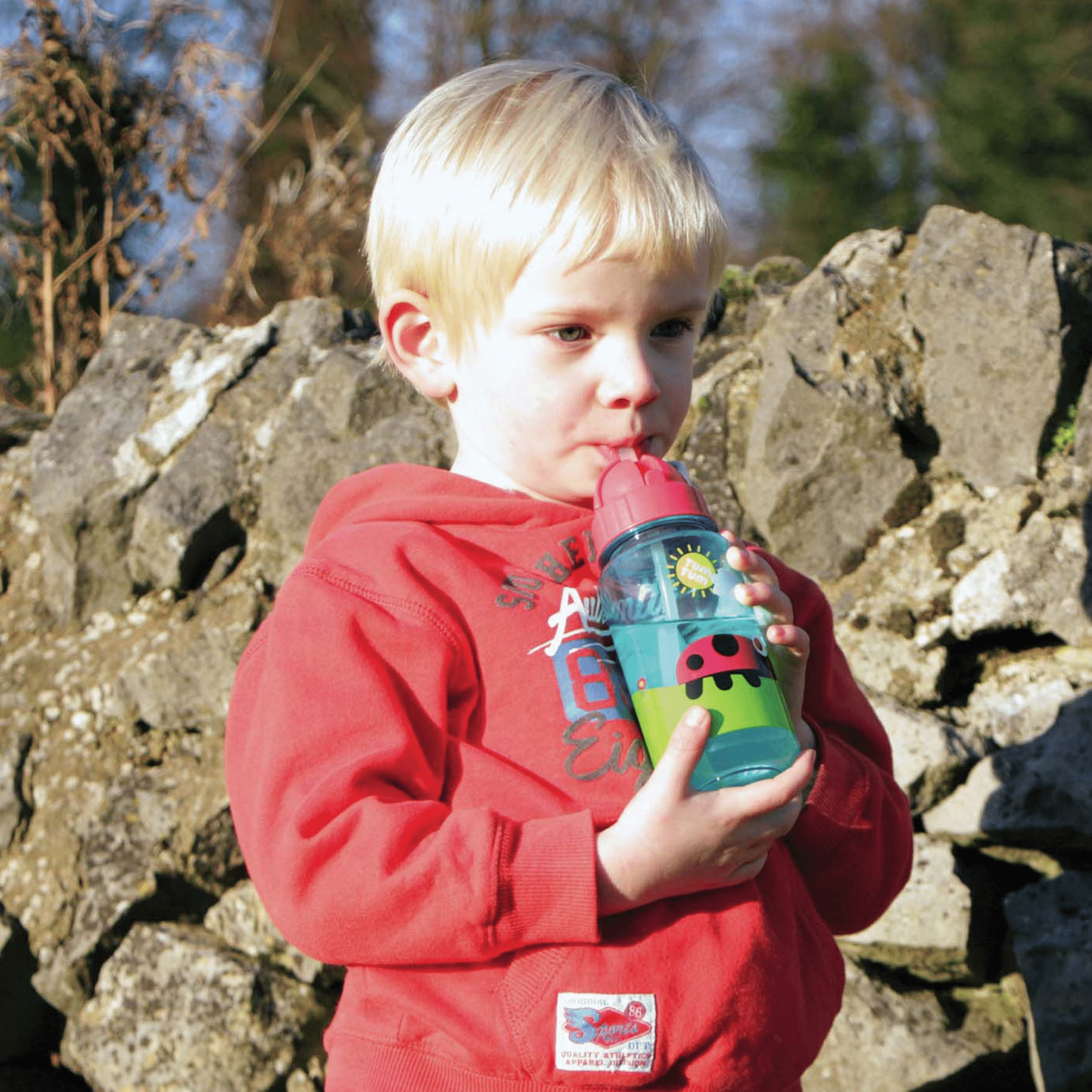 TumTum Flip Top Kids Water Bottle with Straw 400ml