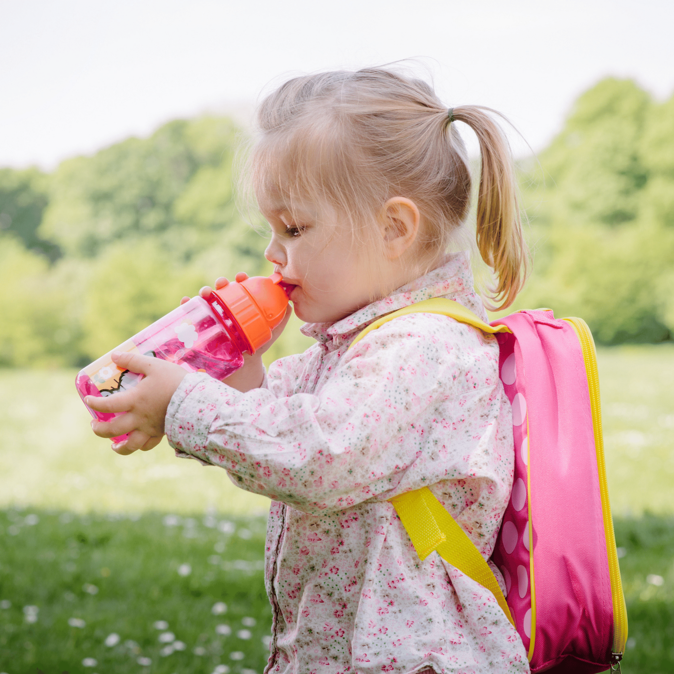 TumTum Flip Top Kids Water Bottle with Straw 400ml
