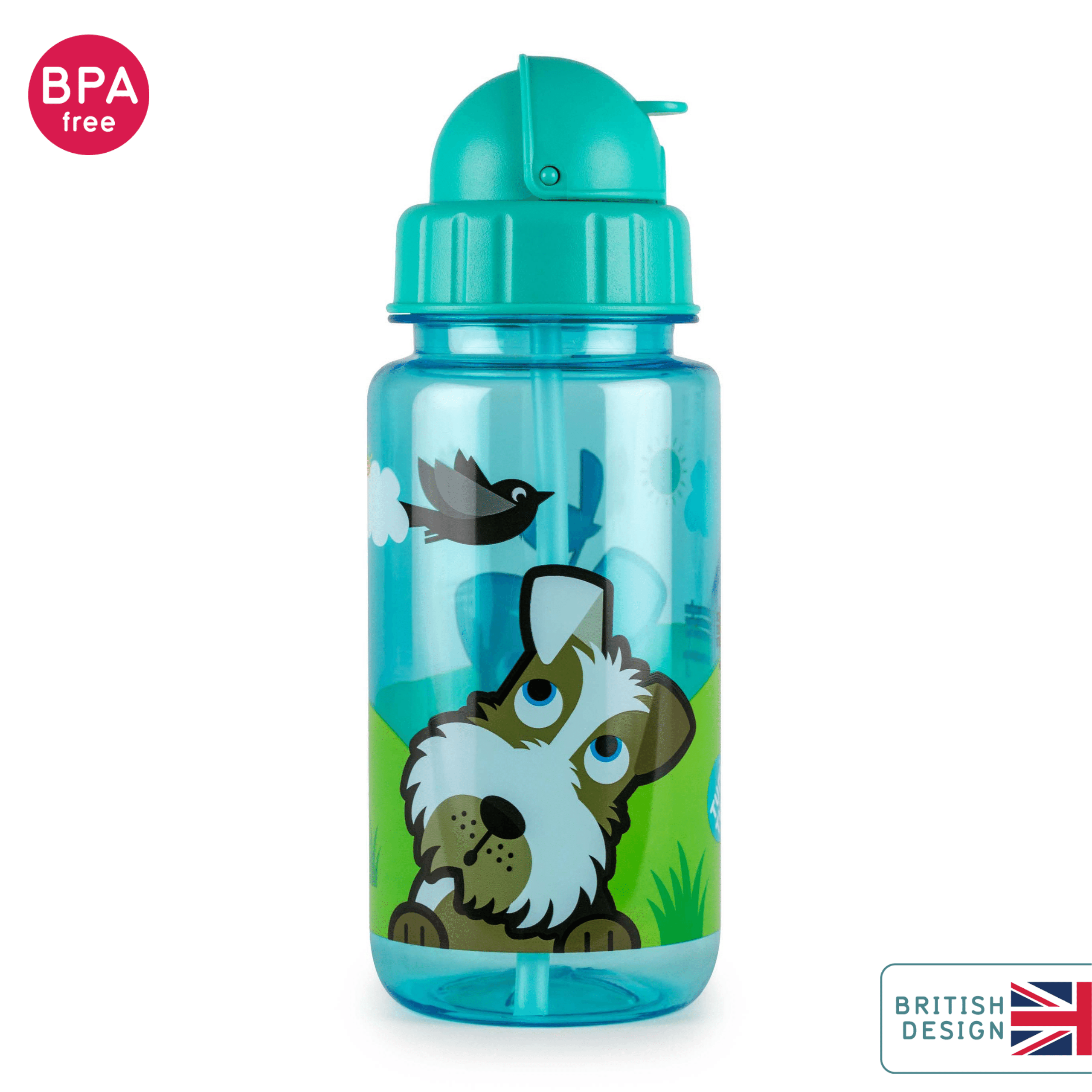 TumTum Flip Top Kids Water Bottle with Straw 400ml