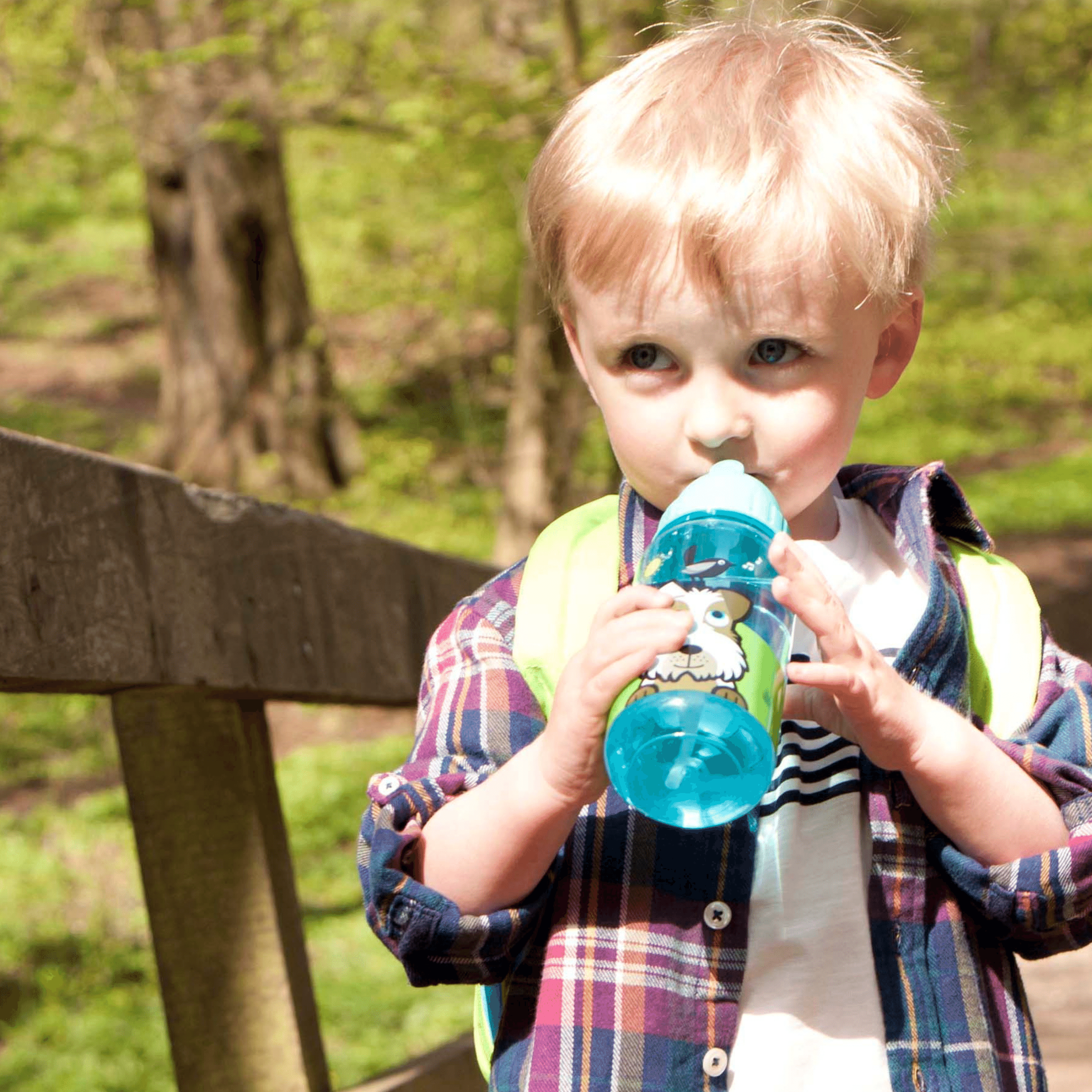 TumTum Flip Top Kids Water Bottle with Straw 400ml