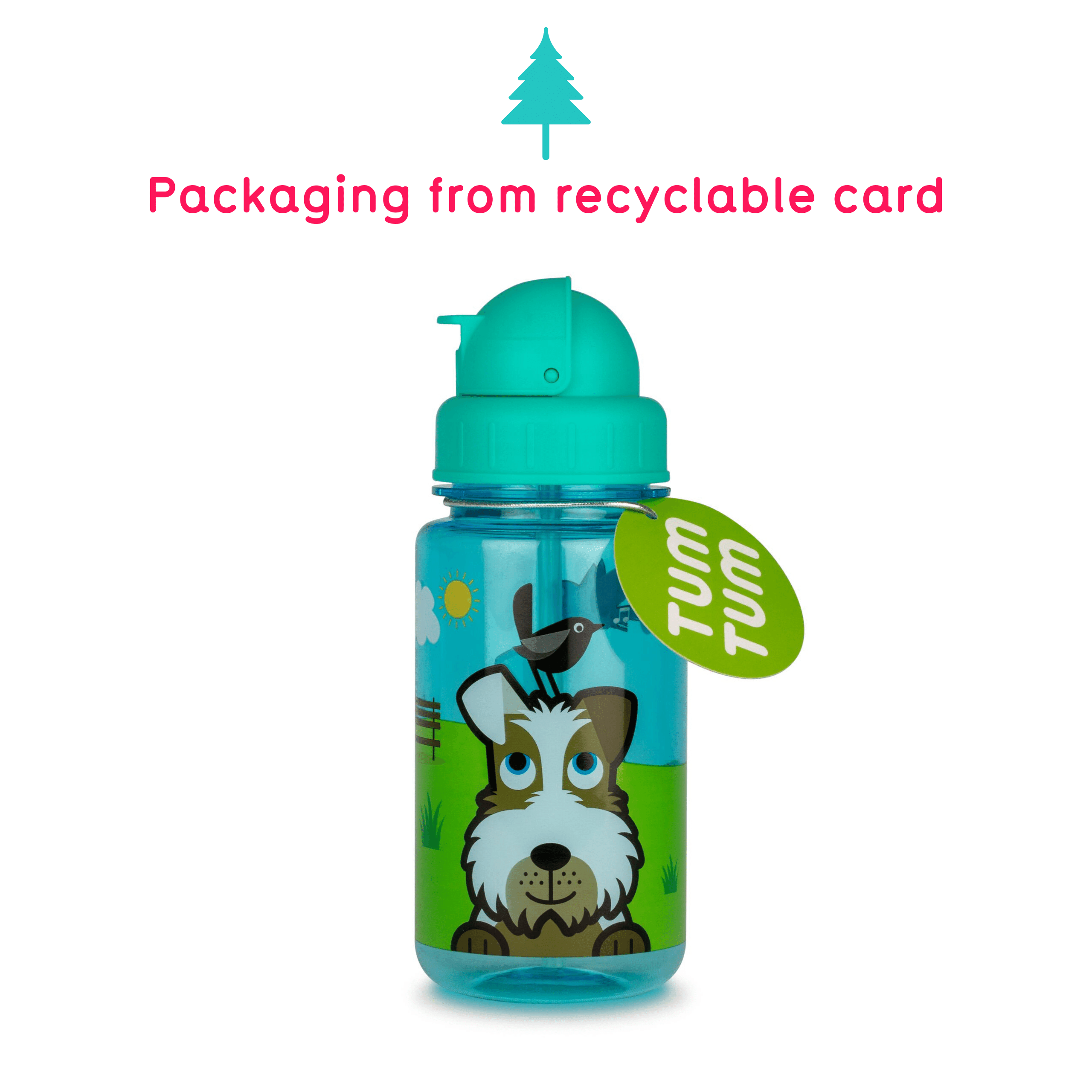 TumTum Flip Top Kids Water Bottle with Straw 400ml
