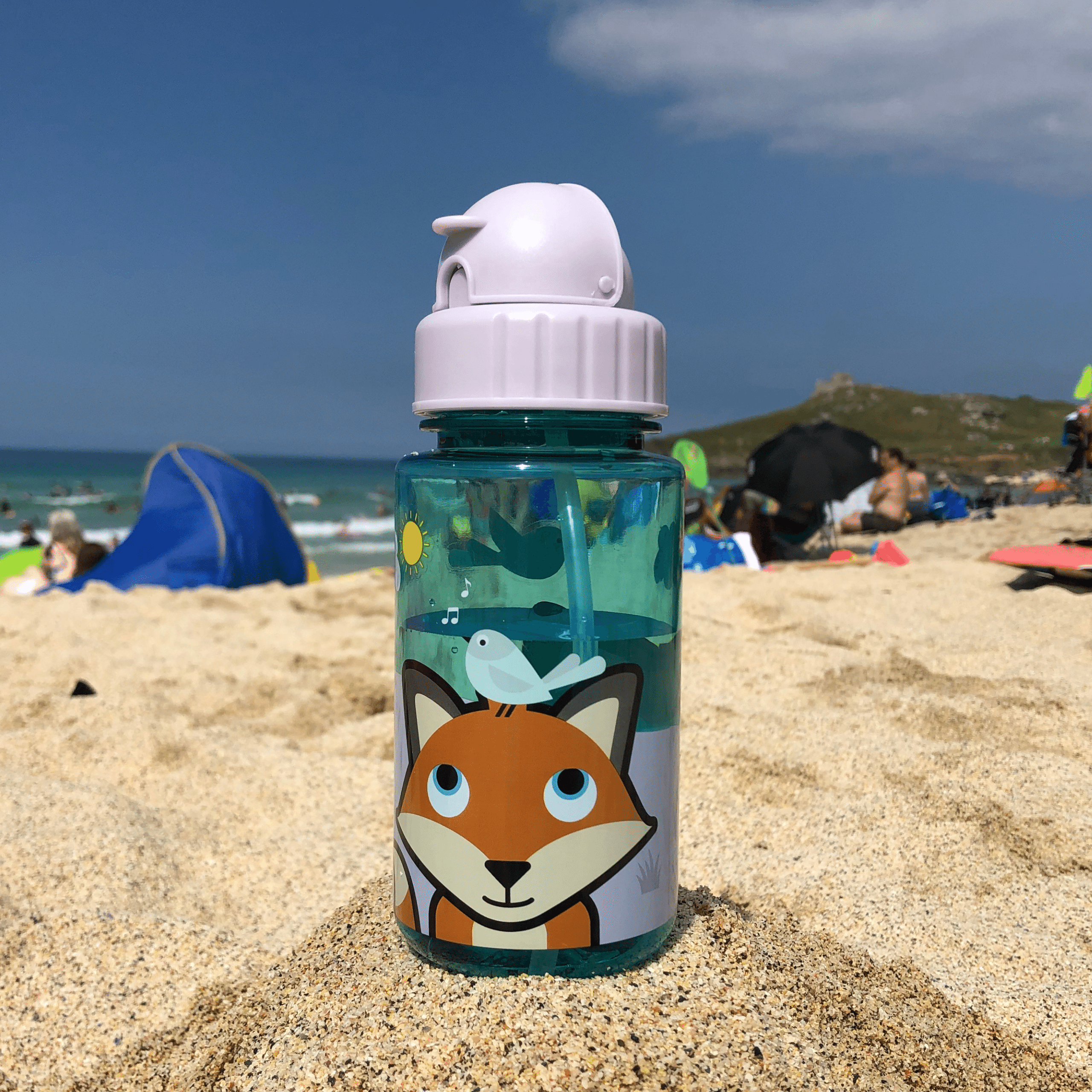 TumTum Flip Top Kids Water Bottle with Straw 400ml