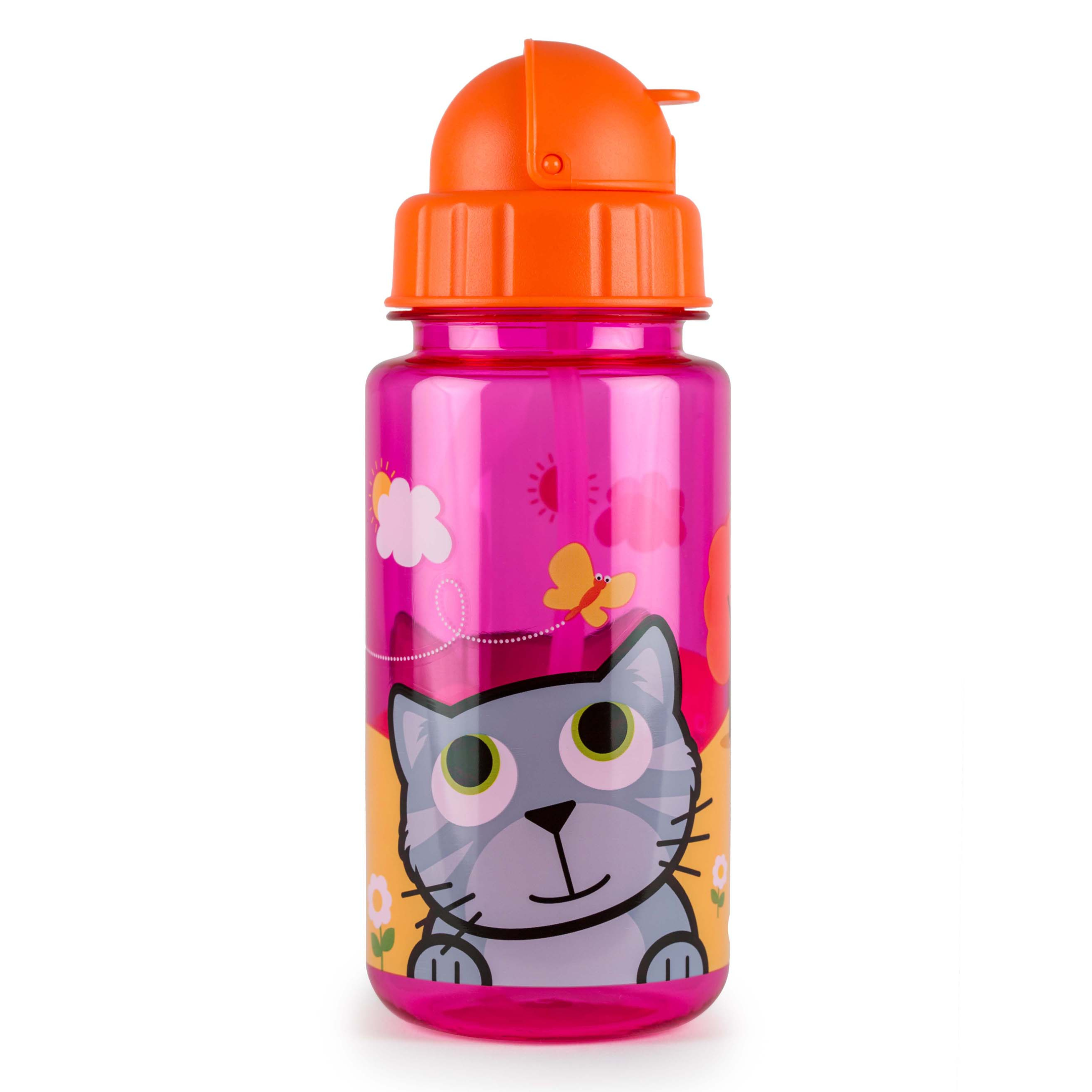 TumTum Flip Top Kids Water Bottle with Straw 400ml
