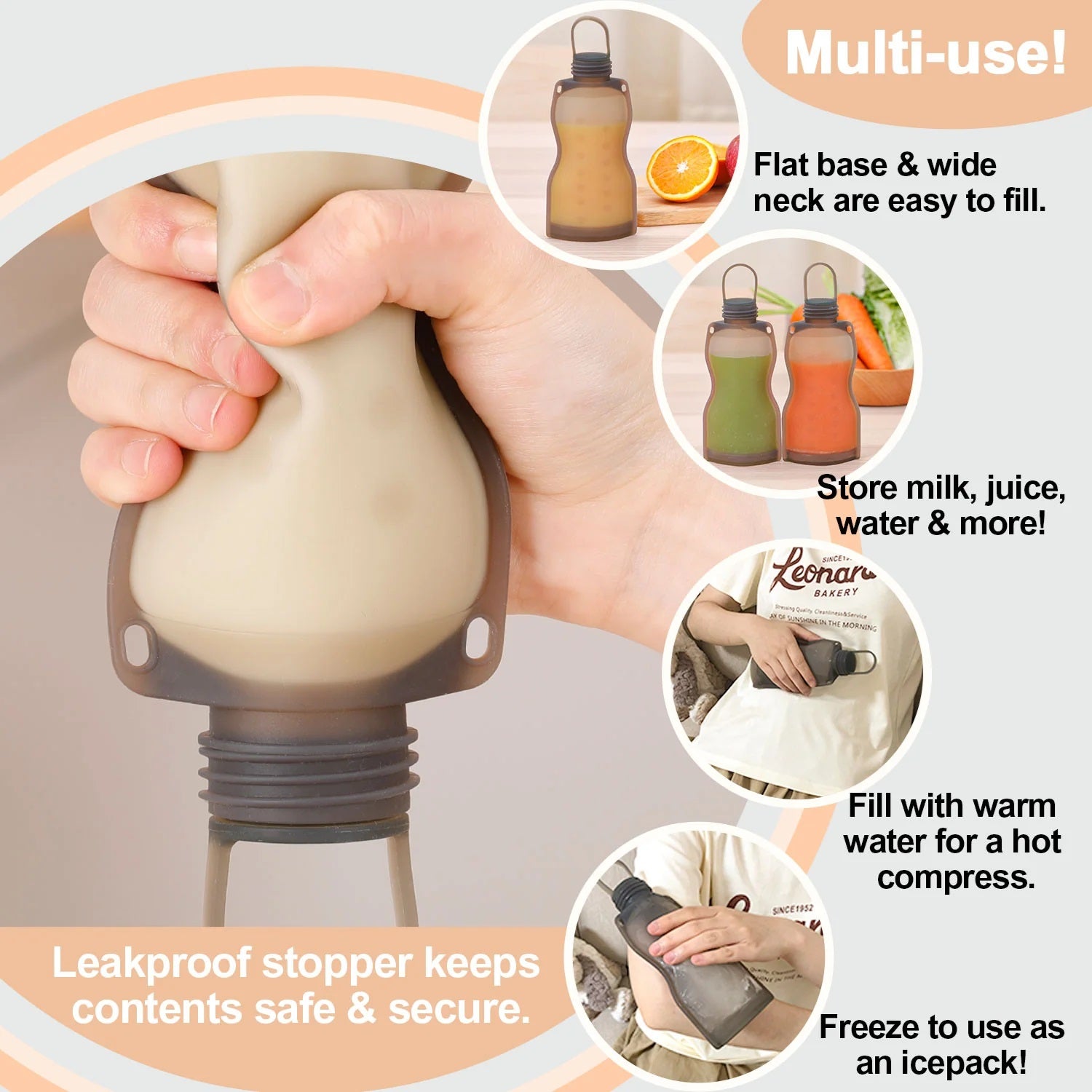Haakaa Silicone Milk Storage Bag (9oz./260ml) - 1pk/2pk/5pk