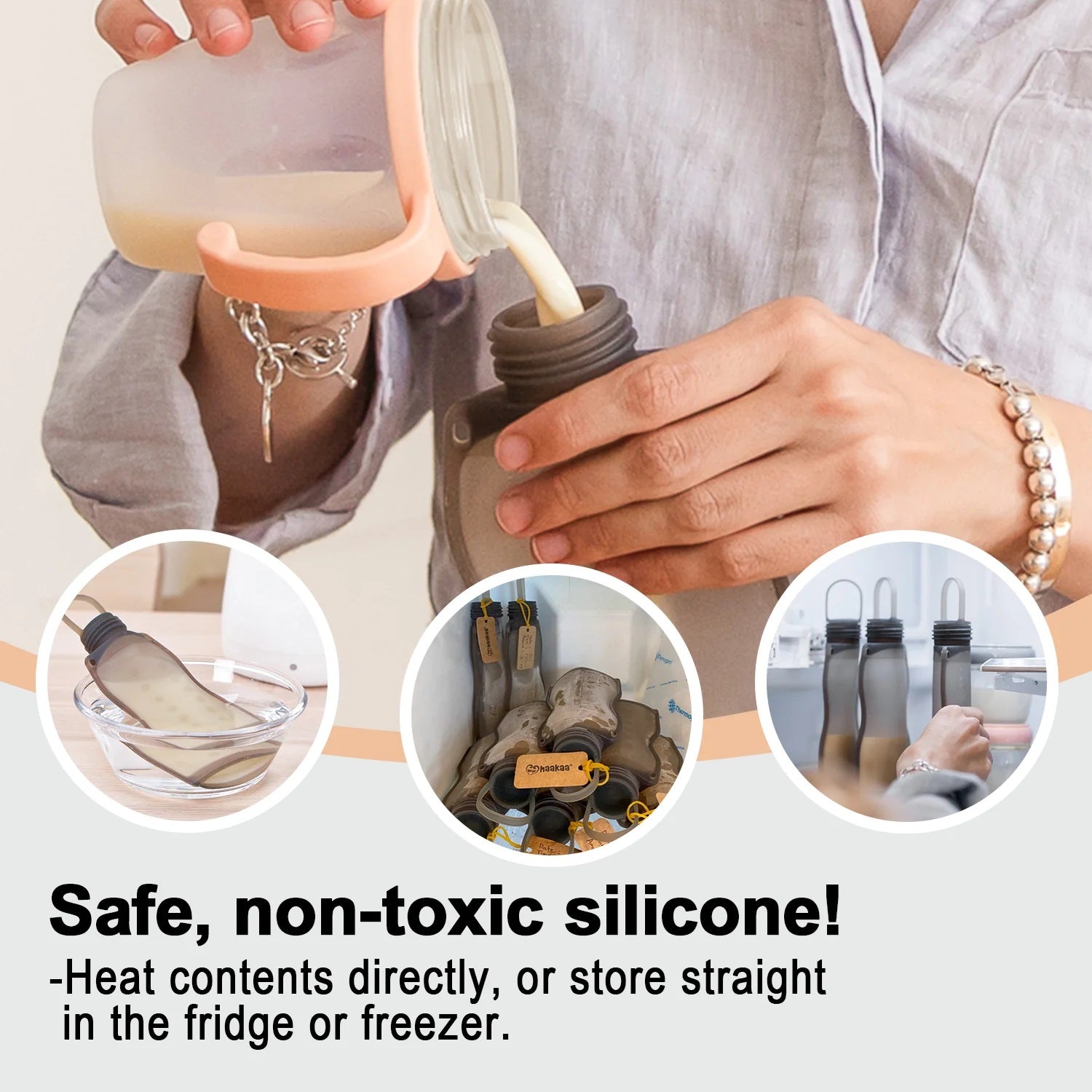 Haakaa Silicone Milk Storage Bag (9oz./260ml) - 1pk/2pk/5pk