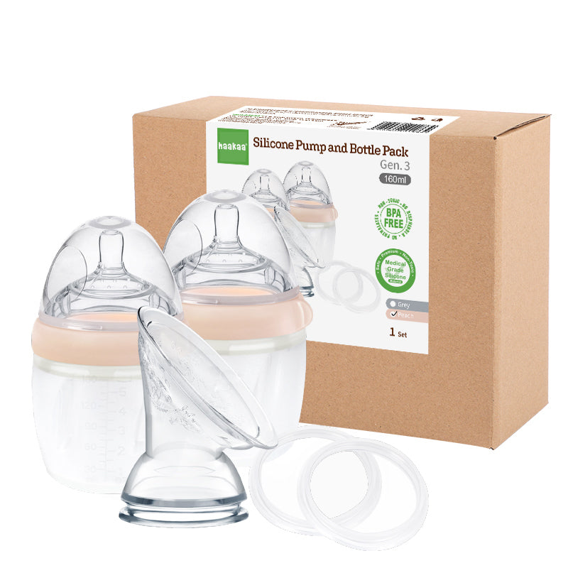 Haakaa Generation 3 Silicone Breast Pump and Bottle Pack (Complete Set)