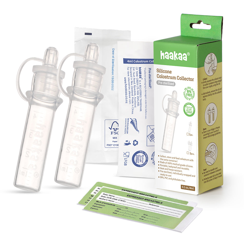 Lot De 2 Gobelets De Collecte Colostrum Haakaa - 25ml Avec Couvercle - Pré-stérilisés - Pour Nouveau-nés