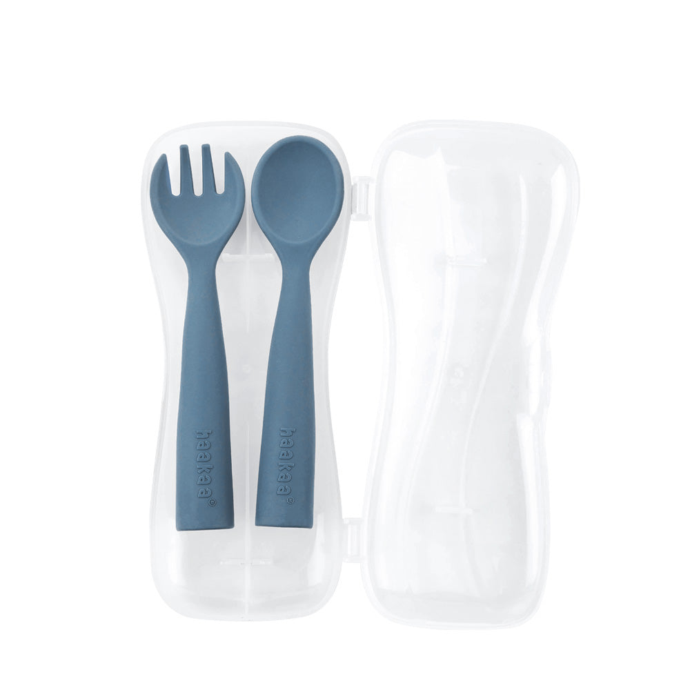 Haakaa Bendy Silicone Cutlery Set (Bluestone)