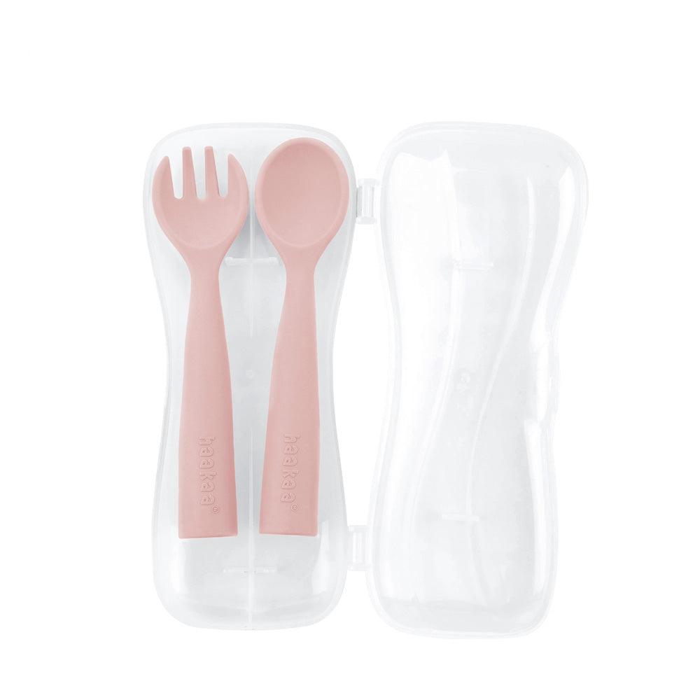 Haakaa Bendy Silicone Cutlery Set (Blush)