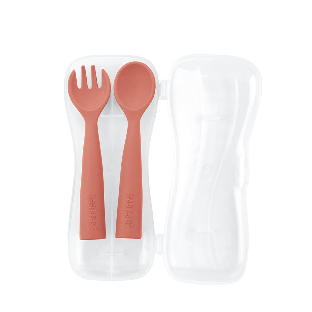 Haakaa Bendy Silicone Cutlery Set (Rust)