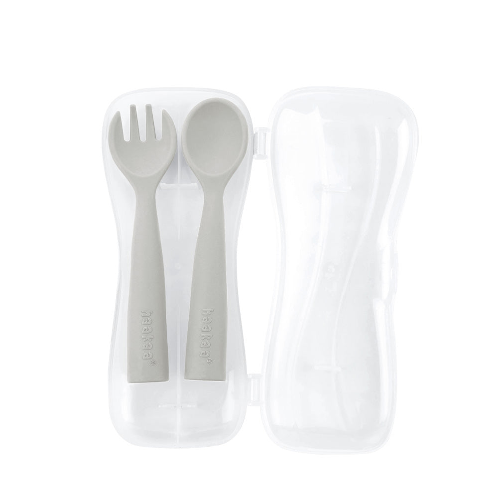 Haakaa Bendy Silicone Cutlery Set (Suva Grey)