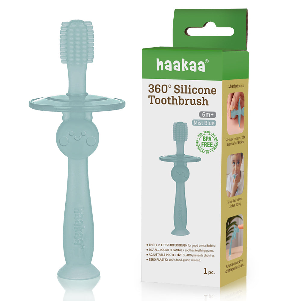 Haakaa 360° Baby Toothbrush (Mist Blue)