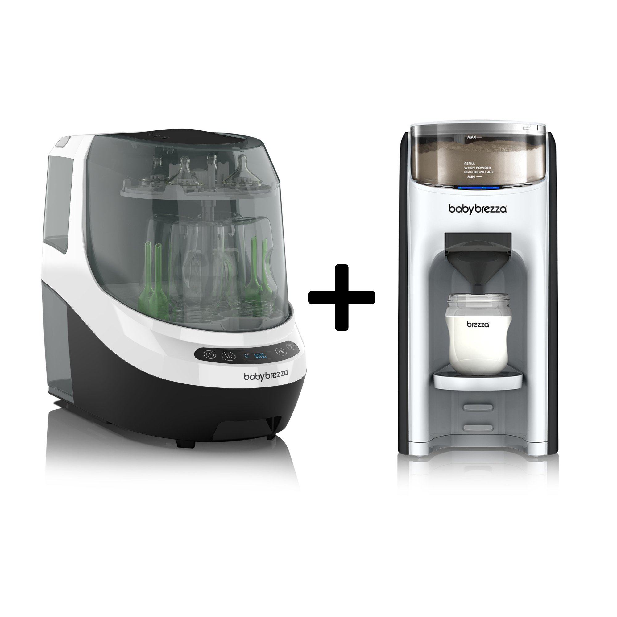 Baby Brezza Bottle Washer Pro and Formula Pro (White/Black) Bundle D/E