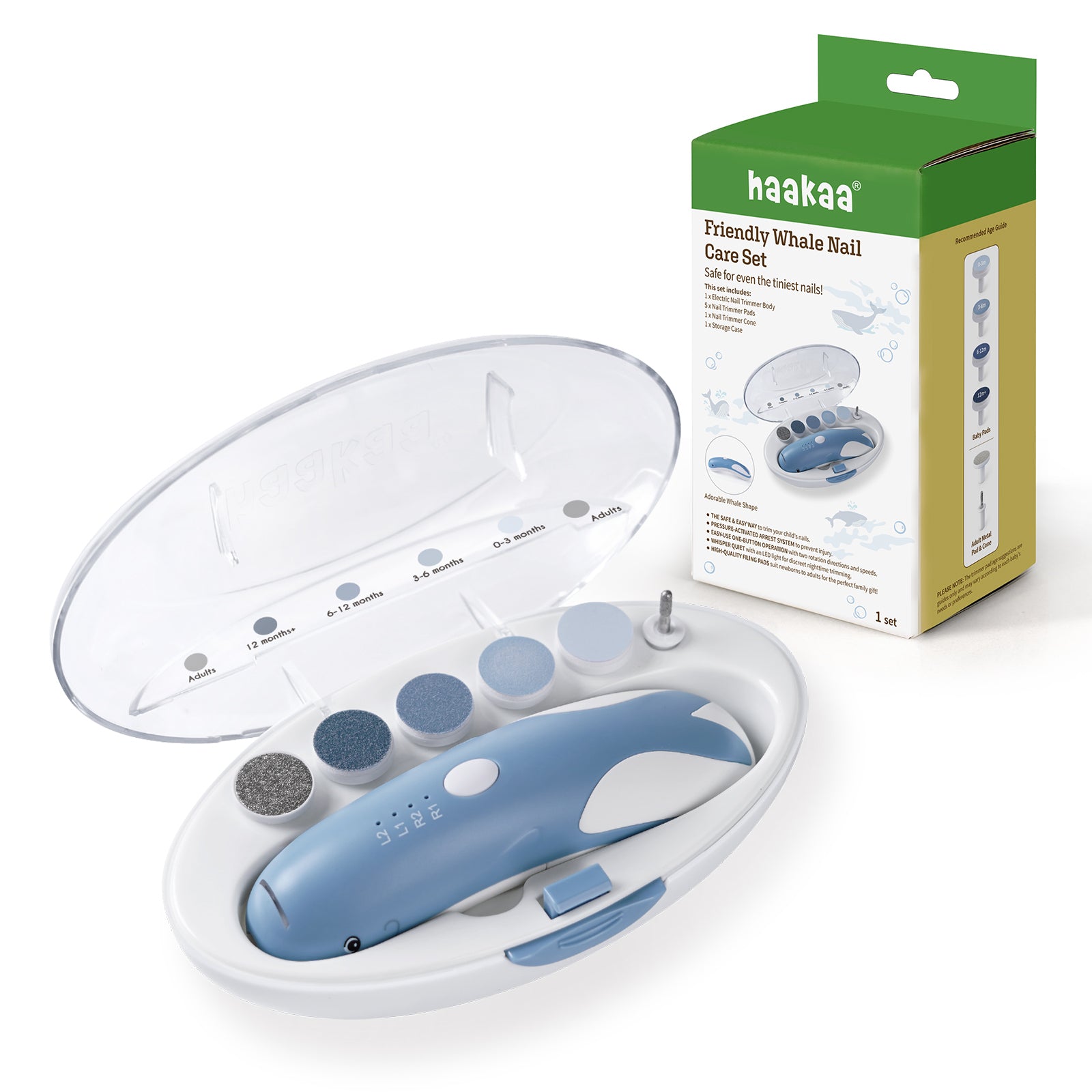 Haakaa Electric Nail Trimmer ⁄ Care Set/Friendly Whale Nail Care Set