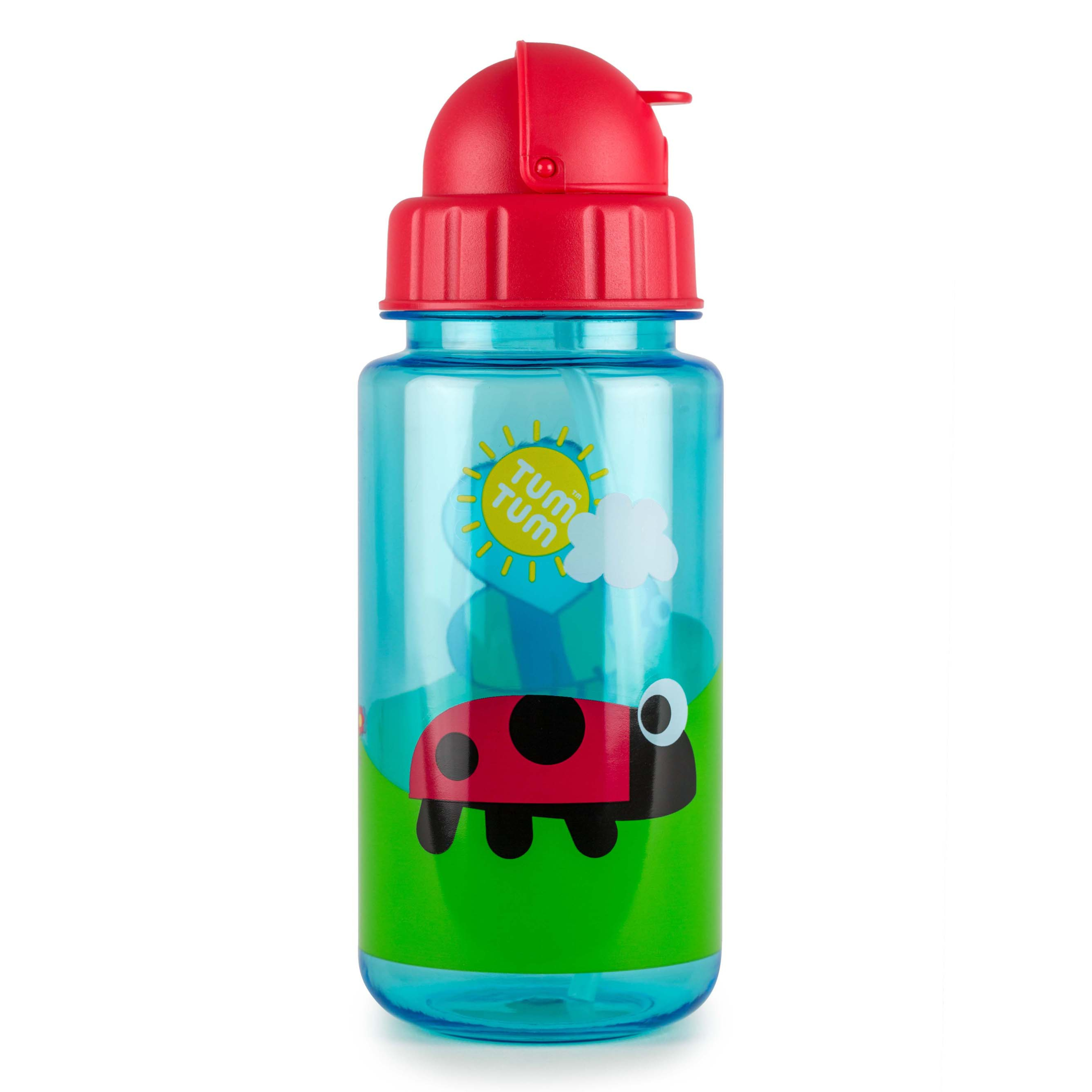 TumTum Flip Top Kids Water Bottle with Straw 400ml