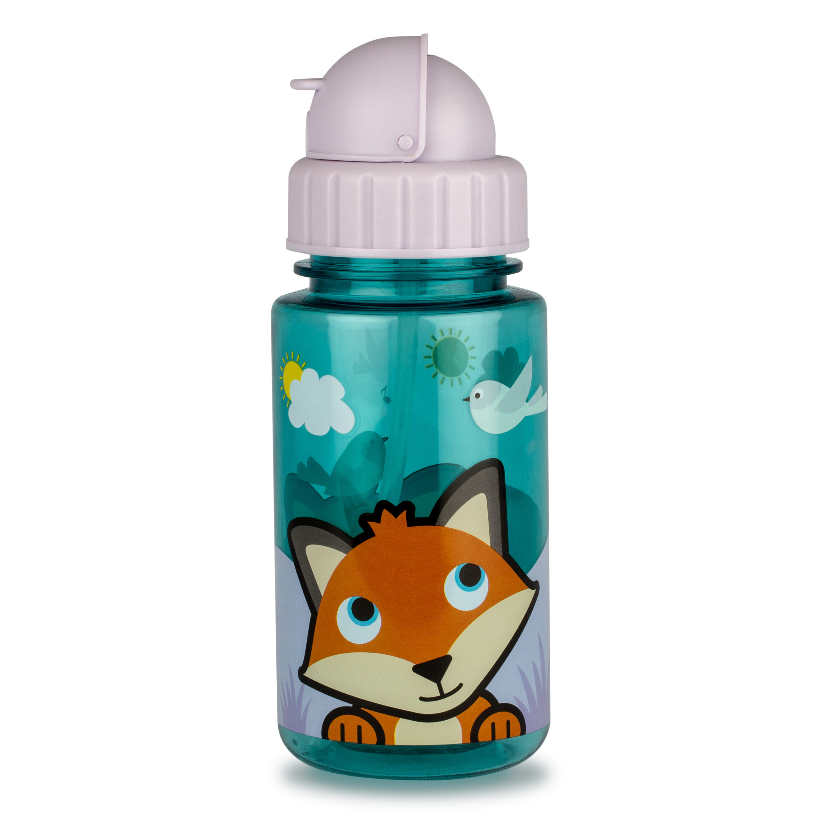 TumTum Flip Top Kids Water Bottle with Straw 400ml