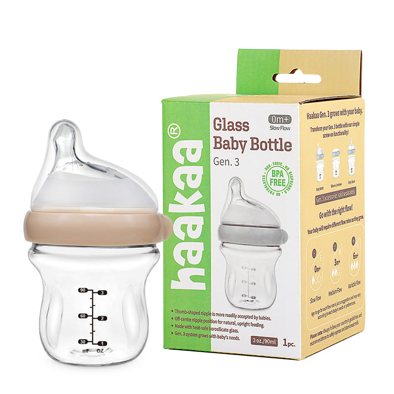 Haakaa Gen. 3 Glass Baby Bottle (90ml ⁄ 120ml ⁄ 180ml)